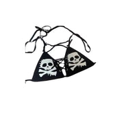 Sweet Bandage Bra Set Grunge Skull Punk Gothic Swimsuit